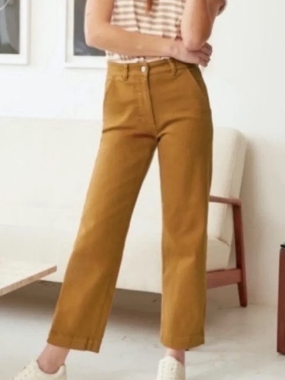 Everlane 8 Straight Leg Cropped Cotton Chino Pants Preppy Fall Office Stretchy